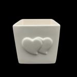 CERAMICA-CUBO CORAÇAO VIDRADO 13X13X13 COR:BRANCO