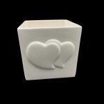 CERAMICA-CUBO CORAÇAO VIDRADO 15X15X15 COR:BRANCO