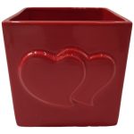 CERAMICA-CUBO CORAÇAO VIDRADO 15X15X15 COR:VERMELHO