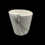 CERAMICA- VASO CORAÇAO VIDRADO DIA.15X15ALT. COR:BRANCO