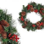 COROA VERDE E VERMELHA DECORAÇAO 60CM