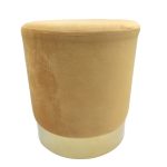 PUFF VELUSO MOSTARDA BASE DOURADA