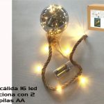 ESFERA 16 LED PRATA CORDA 12CM / 1MT