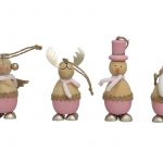 FIGURA MADEIRA NATAL ROSA 10X5CM 4STD