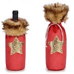 BOLSA C/PELO PARA GARRAFAS C/ESTRELA COR:VERMELHO