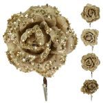 FLORES GLITTER C/CLIP COR:OURO