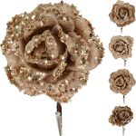 FLORES GLITTER C/CLIP COR:CHAMPAGNE