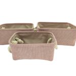 CONJ.3 CESTOS VELUDO C.36XL.26X18ALT. CM COR:ROSA