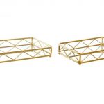 BANDEJA CONJ.2 METAL ESPELHO GRD.C.40XL.28X6,5CM ALT. DOURADO