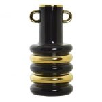 JARRAO PORCELANA DIA.15X29ALT. CM PRETO/OURO