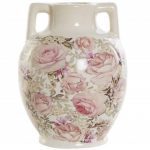 JARRO CERAMICA 17X17X22 FLORES BRANCO