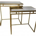 MESA AUXILIAR CONJ.2 METAL ESPELHO 55X34X55