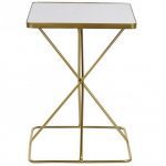 MESA AUXILIAR METAL C/ESPELHO 40X55CM ALT. DOURADA