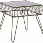 MESA AUXILIAR METAL+VIDRO 58X50 ALTURA ENVELHECIDO