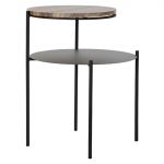 MESA AUXILIAR METAL MADEIRA DIA.45X53,5CM ALT.