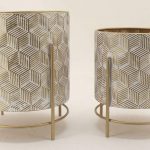 CONJ.2 VASOS METAL DIA.32X38,5ALT. CM DOURADO