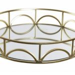 BANDEJA DE DECORACAO ESPELHO METAL DOURADO