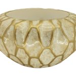 CERAMICA- TAÇA KANSAS PEQ. COR:BRANCO/OURO