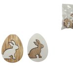 MEDALHA COELHO MADEIRA 3,5X5CM 12UNID C/STICK