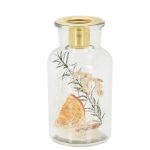 GARRAFA VIDRO C/FLORES PORTAVELAS 6,5X13CM ALT.