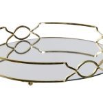 BANDEJA METAL ESPELHO DOURADO