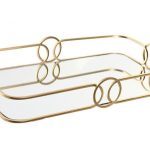 BANDEJA METAL ESPELHO 36X21X6 DOURADO