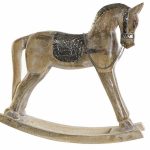 CAVALO DE BALOIÇO MADEIRA+METAL 43X10X42