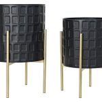 FLOREIRA CONJ.2 METAL 40X40X58,5 PRETO