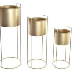 FLOREIRA C/PES CONJ.3 METAL 30X30X80 DOURADO