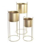 FLOREIRA C/PES CONJ.3 METAL 30X30X80 DOURADO