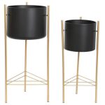 FLOREIRA C/PES CONJ.2 METAL 25X25X60 PRETO