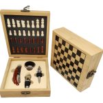 CAIXA C/5 PEÇAS VINHO MDF+INOX 15X17X4,5 XADREZ