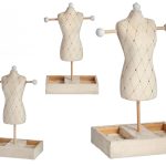 MANIQUIM PORTA-JOIAS VELUDO 24X12X40CM COR:BRANCO