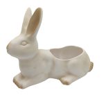 CERAMICA- COELHO DEITADO ABERTO L.17,5XC.33X25ALT COR:CASTANHO MATE