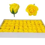 FLOR ARTIFICIAL -CAIXA C/50 ROSAS SABAO AMARELA 24X46CM