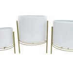 METAL -CONJ. 3 SUPORTES C/VASOS COR BRANCO 28X28X33CM