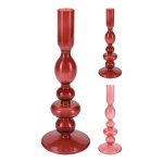CANDELABRO VIDRO 22CM ROSA SORTIDOS