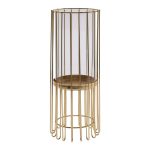 CANDELABRO METAL C/VIDRO COR:DOURADO