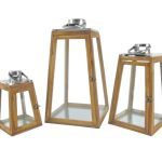 MADEIRA -CONJ. 3 LANTERNAS COR CASTANHO