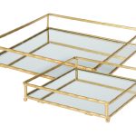 CONJ.2 TABULEIRO METAL+VIDRO COR:DOURADO