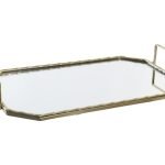 BANDEJA METAL+ESPELHO DOURADO