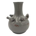 JARRO PORCELANA PASSAROS COR:CINZA
