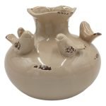 JARRO PORCELANA PASSAROS COR:BEGE