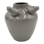 JARRO PORCELANA PASSAROS COR:CINZA