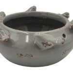 CENTRO DE MESA PORCELANA PASSAROS COR:CINZA