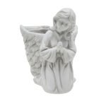 MARFINITE -ANJO C/VASO COR CINZA CREME 14X11X13CM