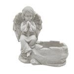 MARFINITE -ANJO C/VASO COR CINZA ANTIGO 18X10X18CM