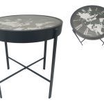 MESA MUNDO METAL+VIDRO DIA.52X50CM ALT. PRETO