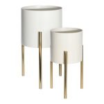 CONJ.2 VASO C/SUPORTE DOUR. COR:BRANCO DIA.20X37ALT.