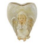 MARFINITE -VASO C/ANJO CORAÇAO COR CREME